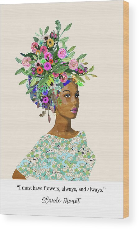 Blooming Wood Print featuring the mixed media Blooming by Claudia Schoen