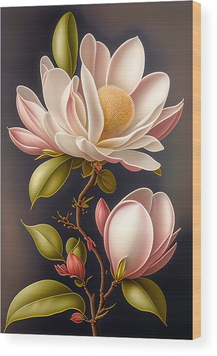 Illustration Wood Print featuring the digital art Blooming Flowers by Lori Hutchison