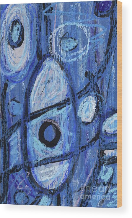 Blue Wood Print featuring the painting Blue Abstract 2. Non Objective Art. by Amy E Fraser