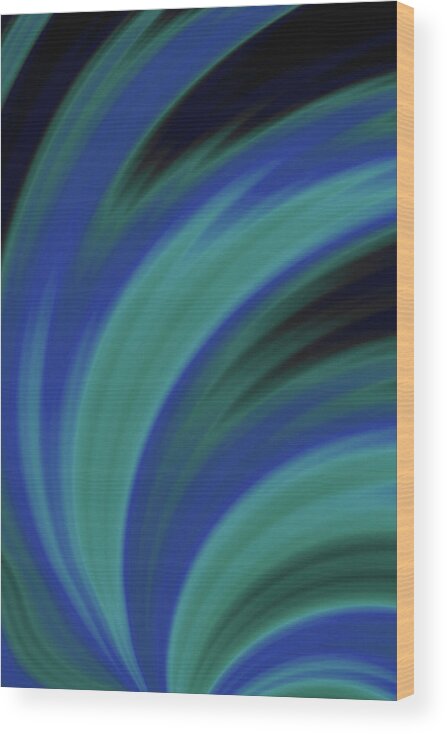 Abstract Wood Print featuring the digital art Blue Brush Strokes Minimalist Abstract by Shelli Fitzpatrick