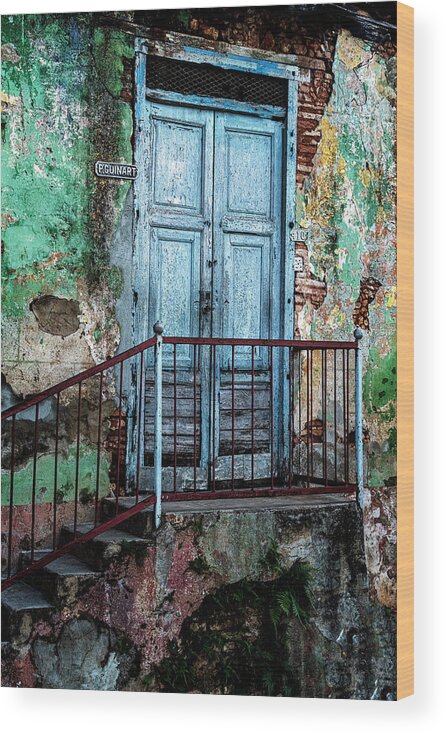 Havana Cuba Wood Print featuring the photograph Blue Door by Tom Singleton