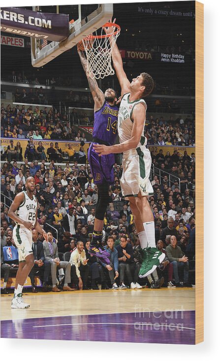 Nba Pro Basketball Wood Print featuring the photograph Brandon Ingram and Brook Lopez by Andrew D. Bernstein