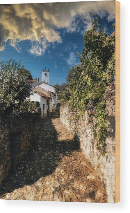 Portugal Wood Print featuring the photograph Brarganca medieval street by Micah Offman