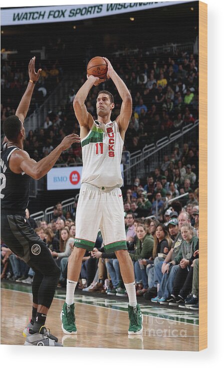 Nba Pro Basketball Wood Print featuring the photograph Brook Lopez by Gary Dineen