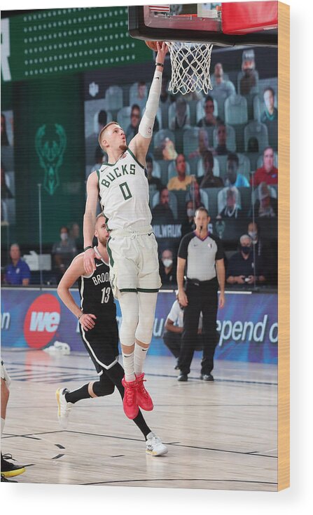 Nba Pro Basketball Wood Print featuring the photograph Brooklyn Nets v Milwaukee Bucks by Joe Murphy