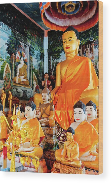 Angkor Wood Print featuring the photograph Buddha Statues, Angkor Wat. Cambodia by Lie Yim