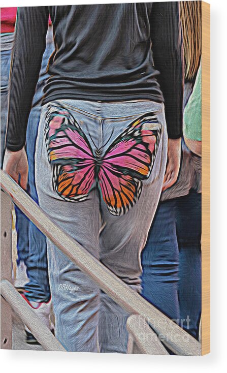 Savannah Wood Print featuring the mixed media Butterfly Derriere by DB Hayes