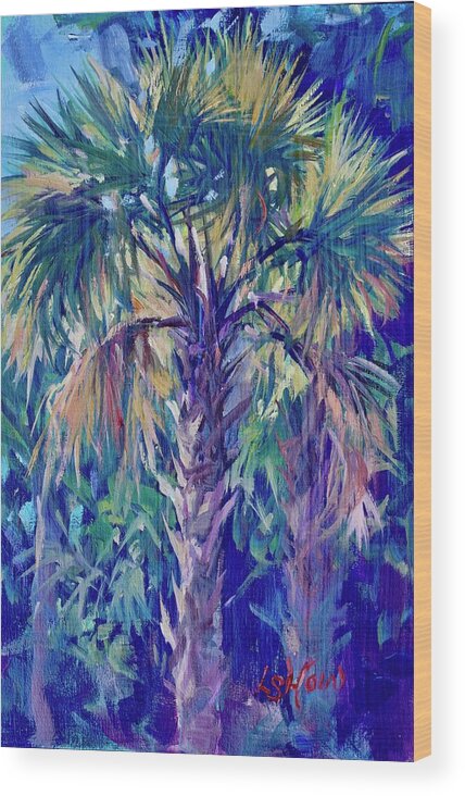 Cabbage Palm Wood Print featuring the painting Cabbage Palm by Laurie Snow Hein