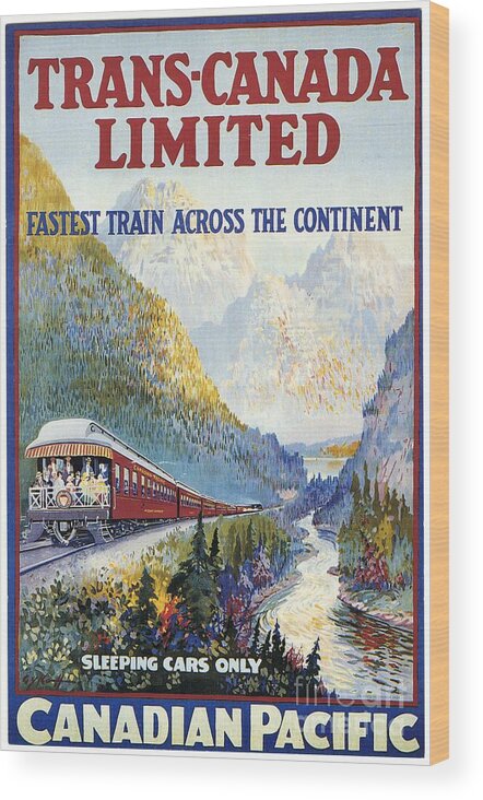 1924 Wood Print featuring the drawing Canadian Railroad Poster by Granger