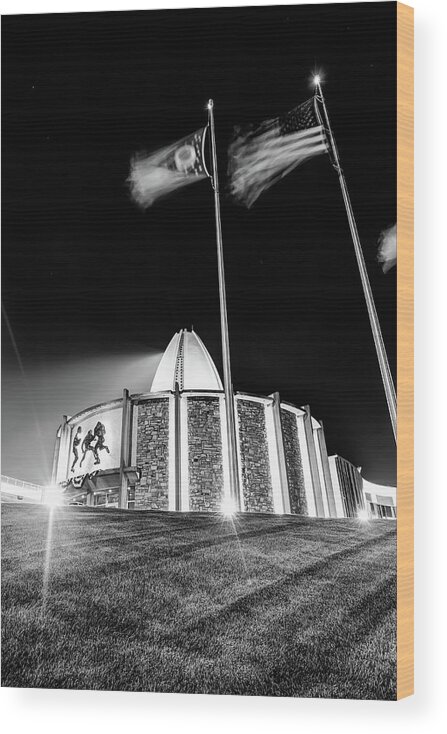 Canton Ohio Wood Print featuring the photograph Canton Ohio Pro Football Hall of Fame Monochrome Landscape by Gregory Ballos