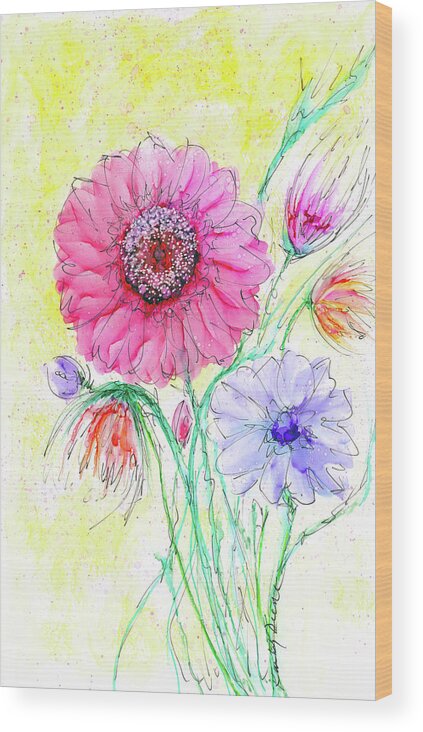 Flower Wood Print featuring the painting Carefree by Kimberly Deene Langlois