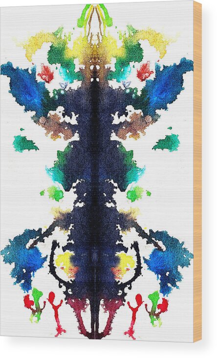 Ink Blot Wood Print featuring the painting Caring Celebration by Stephenie Zagorski