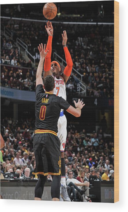 Nba Pro Basketball Wood Print featuring the photograph Carmelo Anthony and Kevin Love by David Liam Kyle