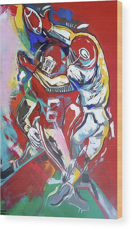 Champion Touchdown Wood Print featuring the painting Champion Touchdown by John Gholson