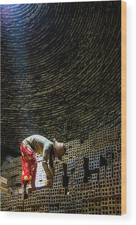 Battambang Wood Print featuring the photograph Child Labor at Brick Kiln by Arj Munoz