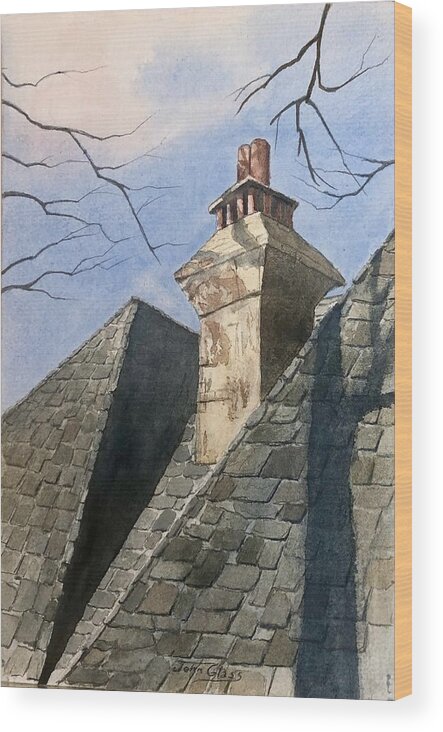 Roof Wood Print featuring the painting Chimney Grande by John Glass