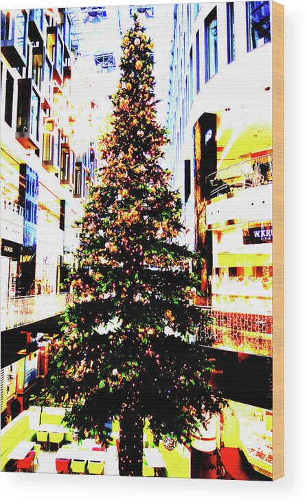 Christmas Wood Print featuring the photograph Christmas Tree At Mall In Warsaw, Poland 2 by John Siest