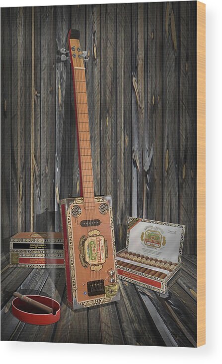 Guitar Wood Print featuring the photograph Cigar Box Guitar by Mike McGlothlen