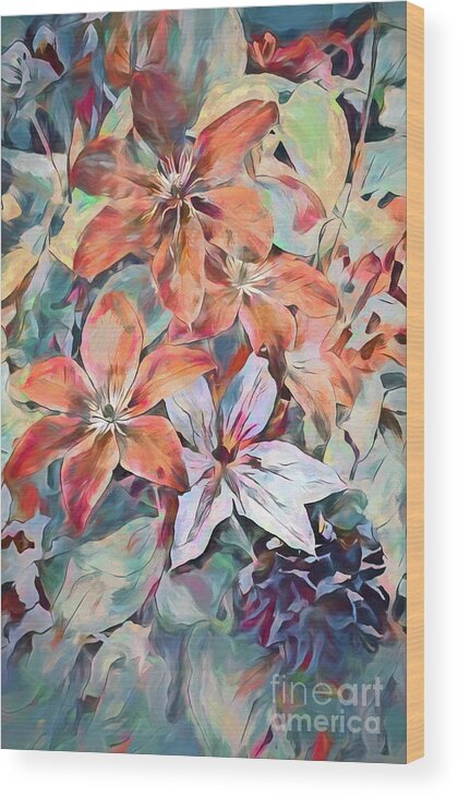 Plant Wood Print featuring the photograph Clematis Plants Pastels 1 by Philip Preston