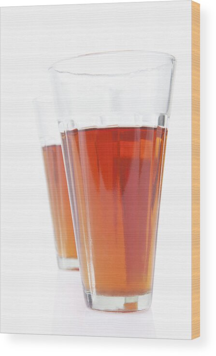 White Background Wood Print featuring the photograph Close-up of tea in glasses by Ravi Ranjan
