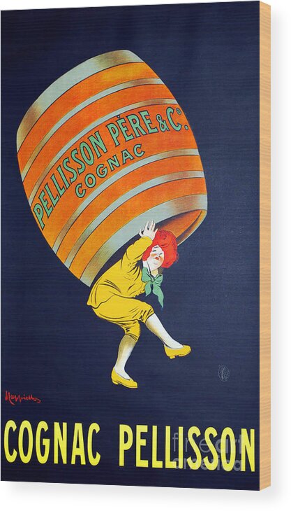 Cognac Wood Print featuring the painting Cognac Pellisson Advertising Poster by Leonetto Cappiello