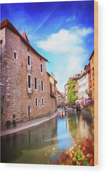 Annecy Wood Print featuring the photograph Colorful Canal Scenes of Old Annecy France by Carol Japp