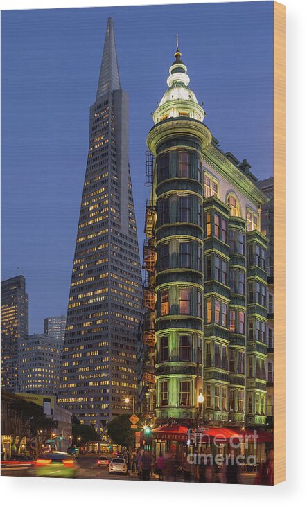 San Francisco Wood Print featuring the photograph Columbus and Transamerica Buildings by Jerry Fornarotto