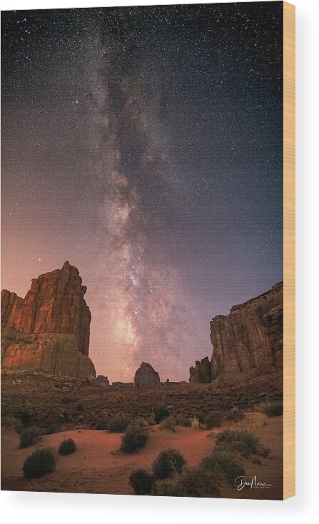 Night Wood Print featuring the photograph Courthouse Towers and the Milky Way by Dan Norris