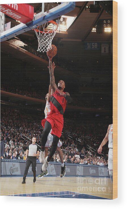 Nba Pro Basketball Wood Print featuring the photograph Damian Lillard by Nathaniel S. Butler