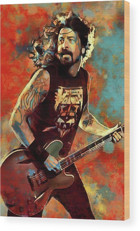 Dave Grohl Foo Fighters Art Walk Wood Print by The Rocker Chic