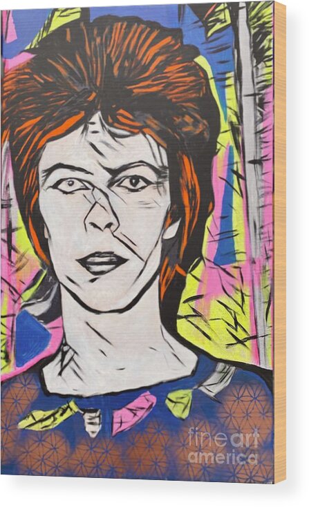 David Bowie Wood Print featuring the painting David Bowie by Jayime Jean