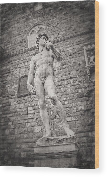 David Wood Print featuring the photograph David by Michelangelo Florence Italy Vintage by Carol Japp