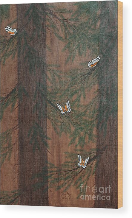 Butterflies Wood Print featuring the painting Deep Woods Refuge by Doug Miller