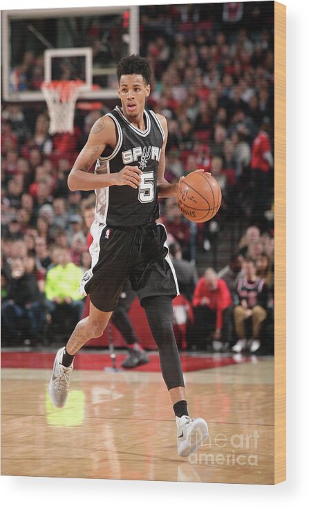 Dejounte Murray Wood Print featuring the photograph Dejounte Murray by Cameron Browne