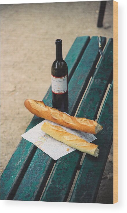 Paris Wood Print featuring the photograph Wine and Bread by Claude Taylor