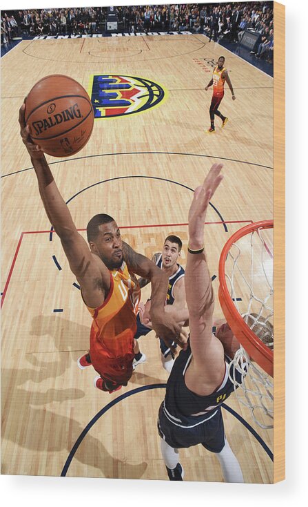 Nba Pro Basketball Wood Print featuring the photograph Derrick Favors by Garrett Ellwood