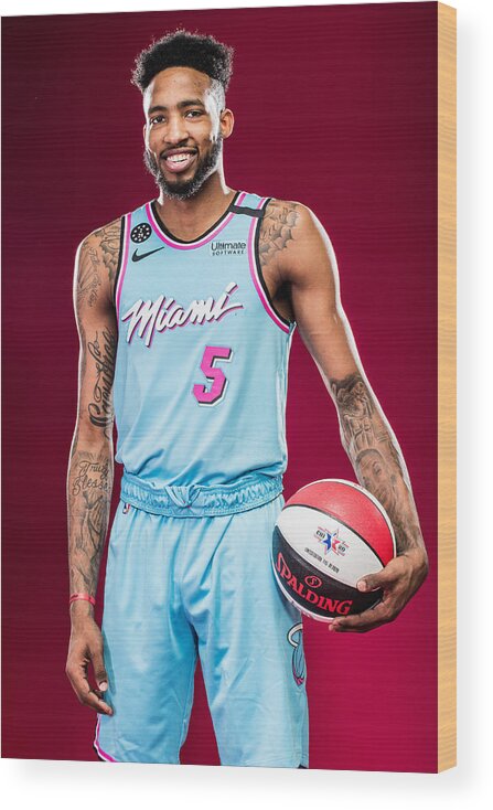 Nba Pro Basketball Wood Print featuring the photograph Derrick Jones by Michael J. LeBrecht II