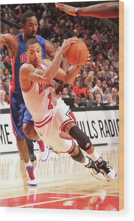 Chicago Bulls Wood Print featuring the photograph Derrick Rose and Ben Gordon by Ray Amati