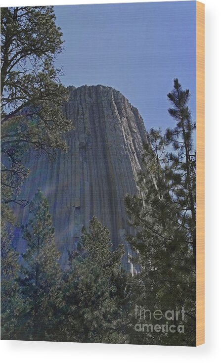 Ray Wood Print featuring the photograph Devil's Tower Ray of Hope by Randy Pollard