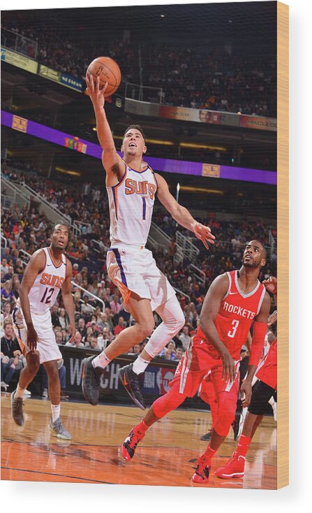 Nba Pro Basketball Wood Print featuring the photograph Devin Booker and Chris Paul by Barry Gossage