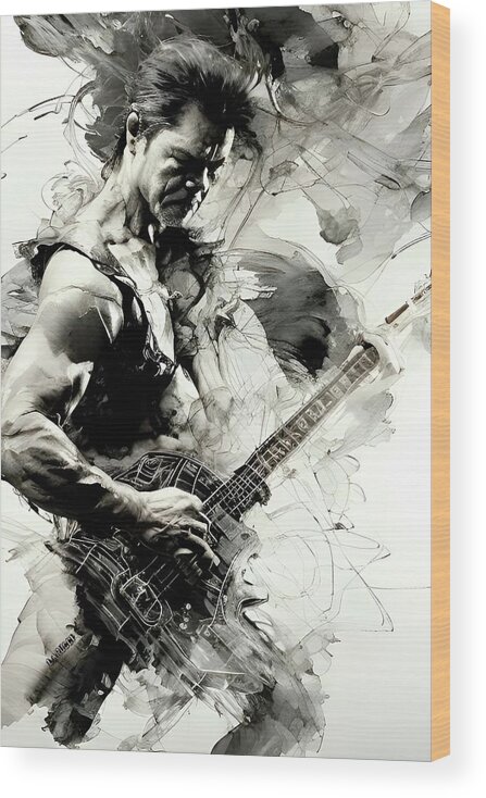 Eddie Van Halen Wood Print featuring the digital art Diver Down - Eddie Van Halen by Fred Larucci