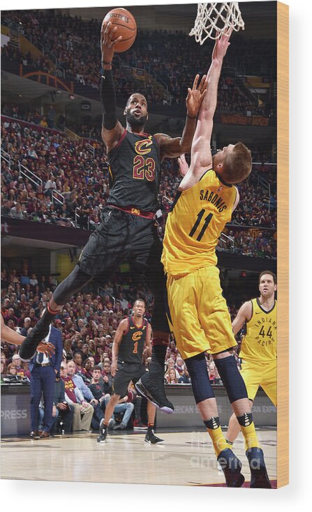 Playoffs Wood Print featuring the photograph Domantas Sabonis and Lebron James by David Liam Kyle
