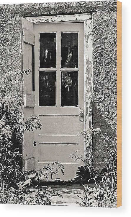 Door Wood B&w Wood Print featuring the photograph Door2 by John Linnemeyer