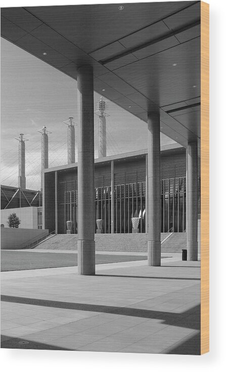 Architecture Wood Print featuring the photograph Downtown Kansas City 2 B W by Mike McGlothlen