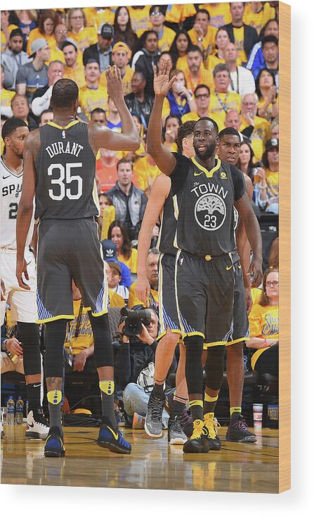 Playoffs Wood Print featuring the photograph Draymond Green and Kevin Durant by Andrew D. Bernstein