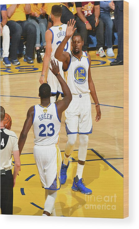 Kevin Durant Wood Print featuring the photograph Draymond Green and Kevin Durant by Jesse D. Garrabrant
