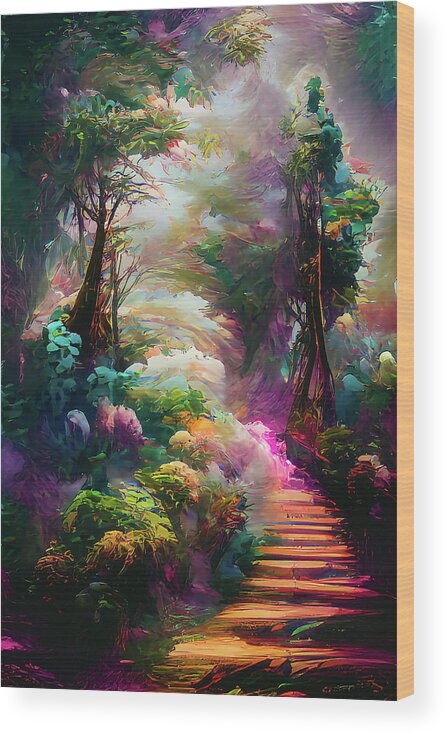 Mystical Wood Print featuring the digital art Dream Forest Path by Rich Kovach