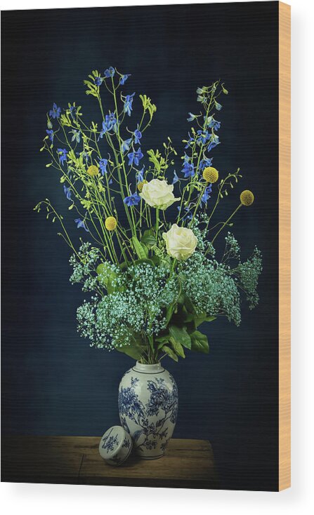 Bouquet Of Flowers Wood Print featuring the digital art Dutch Blue by Marjolein Van Middelkoop