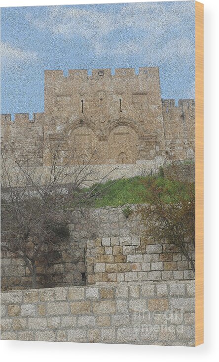 Jerusalem Wood Print featuring the digital art Eastern Gate Jerusalem by Constance Woods