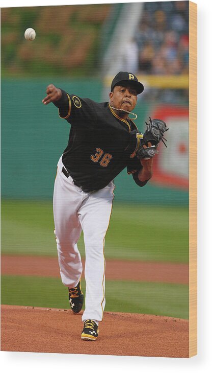 Professional Sport Wood Print featuring the photograph Edinson Volquez by Justin K. Aller
